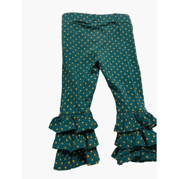Matilda Jane Girls Community Garden Legging Size 12-18 months Green Polka Dot Ru - Picture 2 of 5
